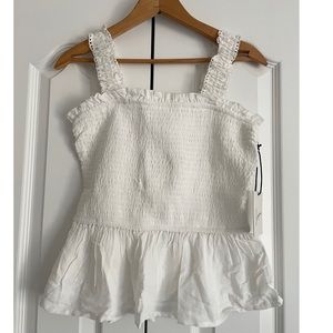 White baby doll style crop top brand Japna size L NWT
